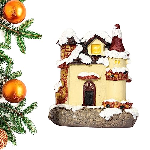 Leryveo Weihnachtsdorfhäuser,Puppenhaus-Weihnachtsdekorationen | Beleuchtete Weihnachtshütte Dorfhäuser Miniatur-Set - Multifunktionale, dekorative, lebendige Desktop-Dekoration, Weihnachtsschmuck, von leryveo