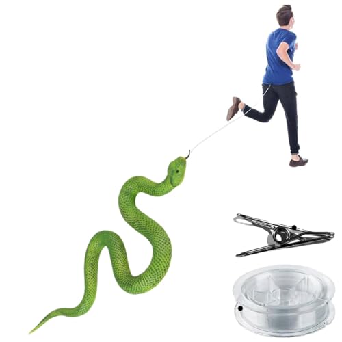 Schlangenstreich mit Schnur und Clip | Witzige Schlange an einer Schnur | Snake Prank Gags Scherzspielzeug für Erwachsene | Gummischlangen-Streiche Menschen jagen | Realistische gefälschte Schlange von leryveo