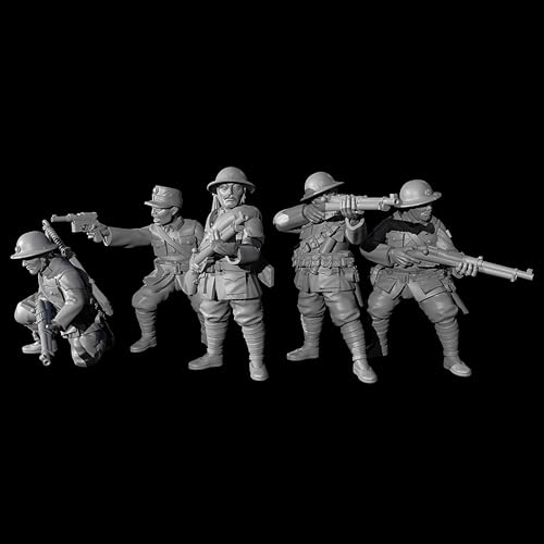 liangcaihua 1/35 Chinesischer Soldat aus dem Zweiten Weltkrieg Resin-Modellbausatz Unbemalter und unmontierter Resin-Modellbausatz (5 Figuren) //x4f3L1 von liangcaihua