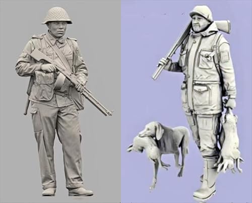 liangcaihua 1/35 Resin Modellbausatz eines Soldaten aus dem Zweiten Weltkrieg Unbemalter und unmontierter Resin Modellbausatz eines Soldaten (2 Figuren) // k7b5L7 von liangcaihua