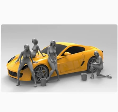 liangcaihua 1/35 Science-Fiction-Agentin Resin-Modellbausatz, unbemalt und unmontiert Resin-Modellbausatz (4 Figuren, ohne Auto) //x4f1L1 von liangcaihua