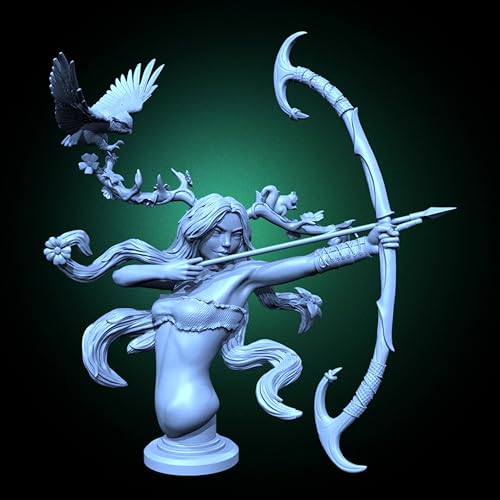 liangcaihua 80mm Antike Elfen-Kriegerin Resin-Büste Modellbausatz Unbemalter und unmontierter Soldaten-Resin-Modellbausatz //J6x2L1 von liangcaihua
