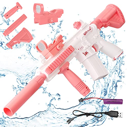 Elektrische Wasserpistole, 32 ft Wassergewehr Spielzeug für Kinder und Erwachsen, 500ML 2 in 1 Automatische Wasserpistolen Groß Externe Wasserflasche, Wasserpistole für Sommer Schwimmbad (Rosa) von lifetter