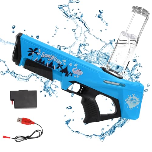 Elektrische Wasserpistole, Premium Water Gun mit 1200mAh Aufladbarer Akku, Lange Ausdauer, 33 FT Großer Reichweite Automatische Wasserspritzpistole für Kinder und Erwachsene (Blau) von lifetter