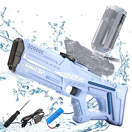 Premium Water Gun, Strongest Auto Water Gun, Elektrische Wasserpistole Erwachsene Kinder, Große Reichweite, Automatische Wasserspritzpistole mit Groß Externe Wasserflasche für Sommer Outdoor (Blau) Premium Water Gun, Strongest Auto Water Gun, Elektrische Wasserpistole Erwachsene Kinder, Große Reichweite, Automatische Wasserspritzpistole mit Groß Externe Wasserflasche für Sommer Outdoor (Blau) von lifetter