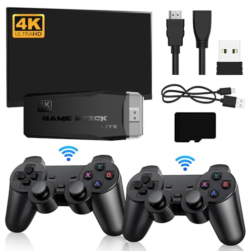 Retro Konsole Spielkonsole Plug and Play Game Stick Videospielkonsole mit 2 Bluetooth Gamepads, 3500+ Spielen, 9 Emulatoren, 4K HDMI Ausgang, Wireless Game Stick für Erwachsene und Kinder (32G) von lifetter