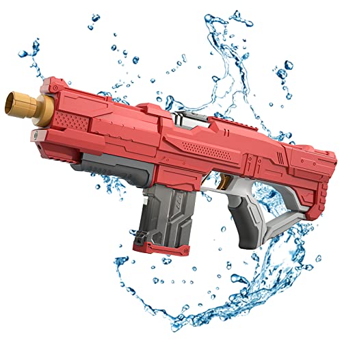 Wasserpistole Elektrisch Erwachsene und Kinder, Premium Auto Water Gun mit Saugfunktion, Automatische Wasserspritzpistole mit Große Kapazität für Sommer Outdoor Strand Pool (Rot/360ML) von lifetter