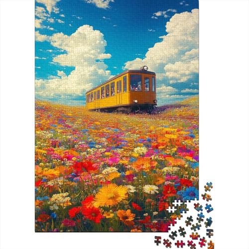 Alter Zug Puzzle Erwachsene 1000 Teile Endless Field of WildBlumes Puzzle Holzpuzzle Geschicklichkeitsspiel Für Die Ganze Familie Schöne Geschenkidee DIY Kreative Unterhaltung 1000pcs (75x50cm) von lihuogongsio