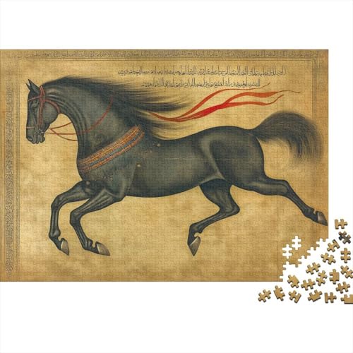 Arabian Pferd 1000 Stück Puzzles Arabic Gemälde Puzzle Erwachsene Schwer Für Erwachsene Lernspiel Spielzeug Geschenk Schöne Geschenkverpackung Premium Quality Mehrfarbig 1000pcs (75x50cm) von lihuogongsio