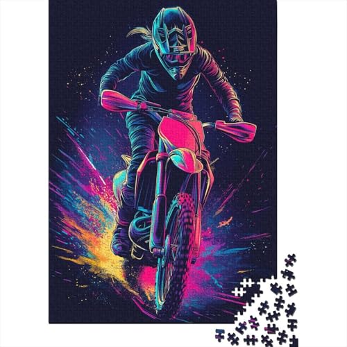 Berg Fahrrad Puzzle Erwachsene 1000 Teile Stress Abbauen Premium Quality DIY Kreative Puzzle Neonfarben Unterhaltung Schöne Geschenkidee Kräftigen Farben 1000pcs (75x50cm) von lihuogongsio