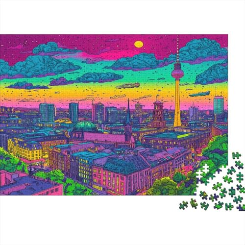Berlin Puzzle Erwachsene 1000 Teile Puzzle Landschaft Holzpuzzle Erwachsener Hochwertig Für Die Ganze Familie Unmögliches DIY Kreative Moderne Wohnkultur 1000pcs (75x50cm) von lihuogongsio