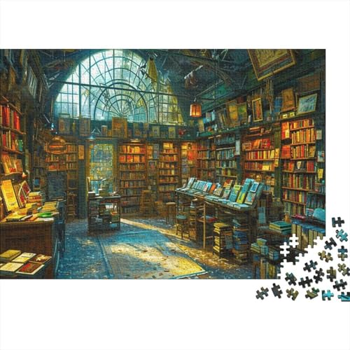 Bibliothek 1000 Stück Puzzles Buchhandlung Stress Abbauen Familien-Puzzlespiel Kräftigen Farben Schöne Geschenkverpackung Lernspiel Spielzeug Geschenk Premium Quality 1000pcs (75x50cm) von lihuogongsio