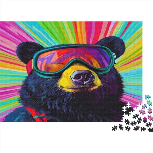 Black Bär Puzzle Erwachsene 1000 Teile Bär Puzzle Holzpuzzle Geschicklichkeitsspiel Für Die Ganze Familie Schöne Geschenkidee DIY Kreative Unterhaltung 1000pcs (75x50cm) von lihuogongsio