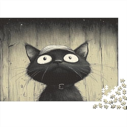 Black Kätzchen Puzzle Erwachsene 1000 Teile Katze Spielepuzzles Für Die Ganze Familie Brain Challenge Raumdekoration Lernspiel Spielzeug Moderne Wohnkultur 1000pcs (75x50cm) von lihuogongsio