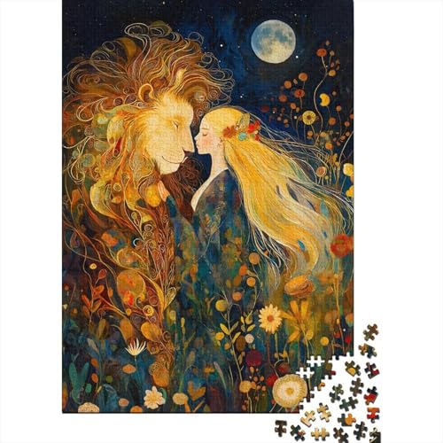 Blonde Prinzessin Puzzle Erwachsene 1000 Teile Holzpuzzle Erwachsene Lernspiel Puzzle Bestie Spielzeug Geschenk Stress Abbauen Einzigartiges Geschenk 1000pcs (75x50cm) von lihuogongsio
