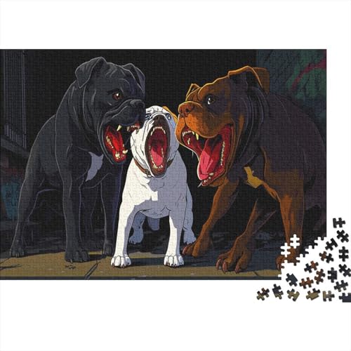 BullHund Puzzle Erwachsene 1000 Teile Holzpuzzle Erwachsene Lernspiel Puzzle Pit Bull Hund Spielzeug Geschenk Stress Abbauen Einzigartiges Geschenk 1000pcs (75x50cm) von lihuogongsio