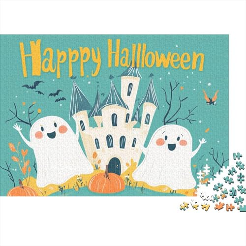 Cartoon-Geist 1000 Stück Puzzles fröhliches Halloween Impossible Puzzle Schwer Für Erwachsene Lernspiel Spielzeug Geschenk Schöne Geschenkverpackung Premium Quality Mehrfarbig 1000pcs (75x50cm) von lihuogongsio