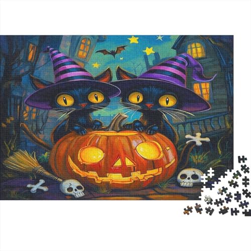 Cheshire Katze Puzzle Erwachsene 1000 Teile Halloween-Szene Puzzle Holzpuzzle Geschicklichkeitsspiel Für Die Ganze Familie Schöne Geschenkidee DIY Kreative Unterhaltung 1000pcs (75x50cm) von lihuogongsio