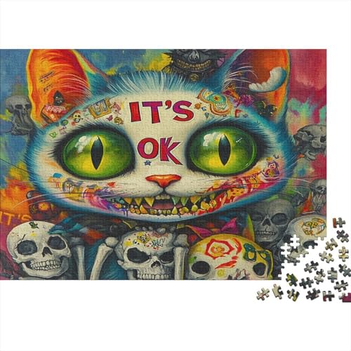 Cheshire Katze Puzzle Erwachsene 1000 Teile Katze Puzzle Holzpuzzle Geschicklichkeitsspiel Für Die Ganze Familie Schöne Geschenkidee DIY Kreative Unterhaltung 1000pcs (75x50cm) von lihuogongsio