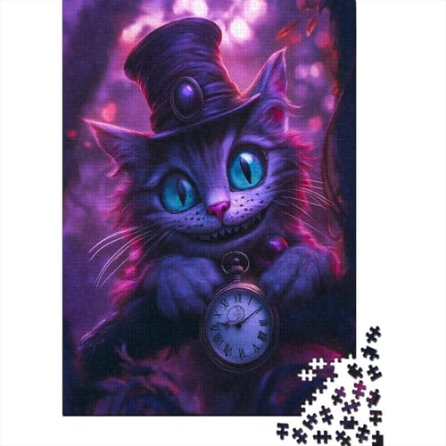 Cheshire Katze Puzzle Erwachsene 1000 Teile Katze Spielepuzzles Für Die Ganze Familie Brain Challenge Raumdekoration Lernspiel Spielzeug Moderne Wohnkultur 1000pcs (75x50cm) von lihuogongsio