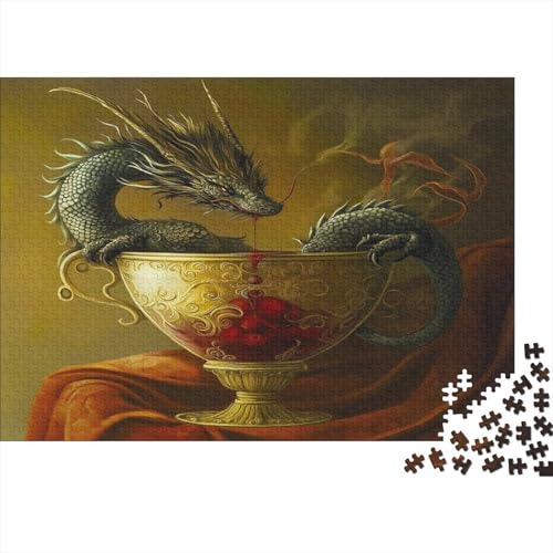 Chinese Drache Puzzle 1000 Teile Rotweinkelch Puzzle Erwachsene Holzpuzzle Stress Abbauen Familien Brain Challenge Lernspiel Premium Quality Spielzeug Geschenk 1000pcs (75x50cm) von lihuogongsio