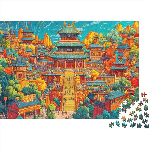 Chinesisches Neujahr Puzzle 1000 Teile Holzpuzzle Erwachsene Anspruchsvoll Puzzle Tang-Dynastie DIY Kit Holzspielzeug Einzigartiges Geschenk Moderne Wohnkultur 1000pcs (75x50cm) von lihuogongsio