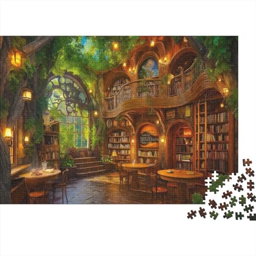 Coffee Geschäft Puzzle Erwachsene 1000 Teile Puzzle Magic Bibliothek Holzpuzzle Erwachsener Hochwertig Für Die Ganze Familie Unmögliches DIY Kreative Moderne Wohnkultur 1000pcs (75x50cm) von lihuogongsio