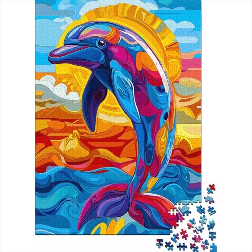 Colourful Delfin Puzzle 1000 Teile Delfin Puzzle Erwachsene Holzpuzzle Stress Abbauen Familien Brain Challenge Lernspiel Premium Quality Spielzeug Geschenk 1000pcs (75x50cm) von lihuogongsio
