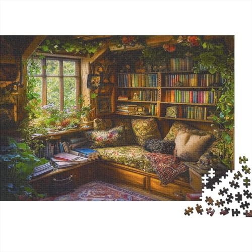 Cozy Bibliothek 1000 Stück Puzzles Buch Shelves Puzzle Erwachsene Schwer Für Erwachsene Lernspiel Spielzeug Geschenk Schöne Geschenkverpackung Premium Quality Mehrfarbig 1000pcs (75x50cm) von lihuogongsio