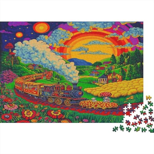 Dampfzug Puzzle Erwachsene 1000 Teile viktorianische Ära Spielepuzzles Für Die Ganze Familie Brain Challenge Raumdekoration Lernspiel Spielzeug Moderne Wohnkultur 1000pcs (75x50cm) von lihuogongsio