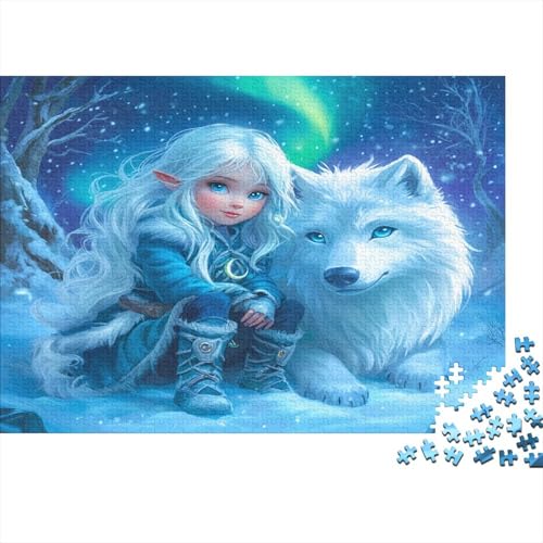Elf und Wolf Puzzle 1000 Teile Puzzle Für Erwachsene Märchen Brain Challenge Geschicklichkeitsspiel Stress Abbauen Familien Herausforderndes Schöne 1000pcs (75x50cm) von lihuogongsio