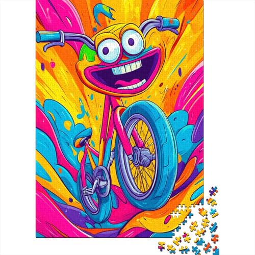 Fahrrad Puzzle Erwachsene 1000 Teile Cartoon-Stil Holzpuzzle Stress Abbauen Familien-Puzzlespiel Kräftigen Farben Schöne Geschenkverpackung Lernspiel Spielzeug 1000pcs (75x50cm) von lihuogongsio