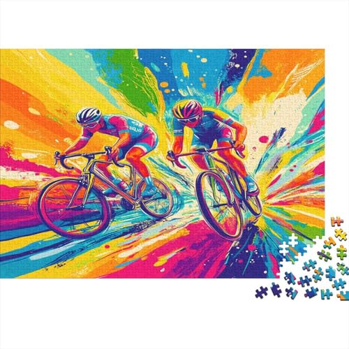 Fahrradsprint Puzzle Erwachsene 1000 Teile Radrennen Holzpuzzle Stress Abbauen Familien-Puzzlespiel Kräftigen Farben Schöne Geschenkverpackung Lernspiel Spielzeug 1000pcs (75x50cm) von lihuogongsio