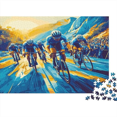 Fahrradsprint Puzzle Erwachsene 1000 Teile Road Radrennen Holzpuzzle Stress Abbauen Familien-Puzzlespiel Kräftigen Farben Schöne Geschenkverpackung Lernspiel Spielzeug 1000pcs (75x50cm) von lihuogongsio