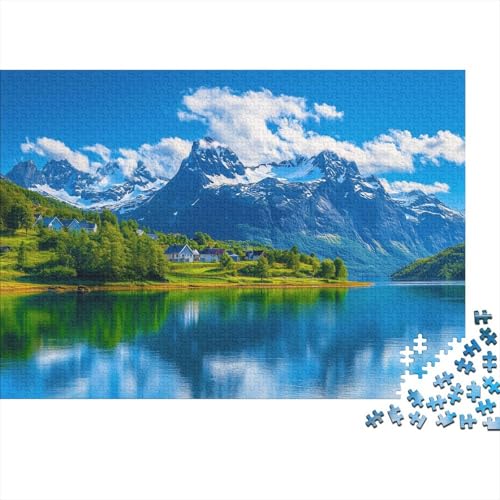 Fredvang-Dorf Puzzle 1000 Teile Impossible Für Erwachsene HochwerTiger Snowy Berg Holzpuzzle Erwachsene Fantasy Schöne Geschenkidee DIY Kreative Unterhaltung 1000pcs (75x50cm) von lihuogongsio