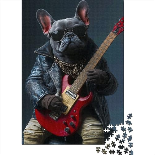 French BullHund Puzzle Erwachsene 1000 Teile Rockmusiker Spielepuzzles Für Die Ganze Familie Brain Challenge Raumdekoration Lernspiel Spielzeug Moderne Wohnkultur 1000pcs (75x50cm) von lihuogongsio