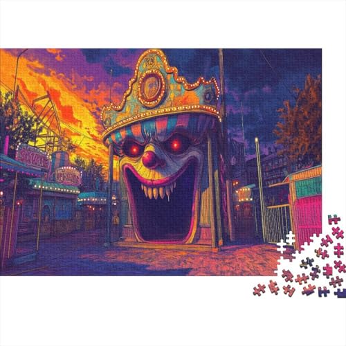 Funfair Spukhaus Puzzle 1000 Teile Holzpuzzle Erwachsene Anspruchsvoll Puzzle gruseliger Clown DIY Kit Holzspielzeug Einzigartiges Geschenk Moderne Wohnkultur 1000pcs (75x50cm) von lihuogongsio