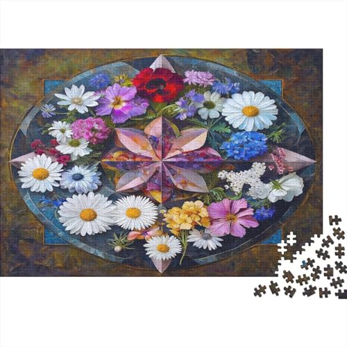 Gänseblümchen, Kamillenblüten Puzzle Erwachsene 1000 Teile Holzpuzzle Erwachsene Lernspiel Puzzle geometrisches Mandala Spielzeug Geschenk Stress Abbauen Einzigartiges Geschenk 1000pcs (75x50cm) von lihuogongsio