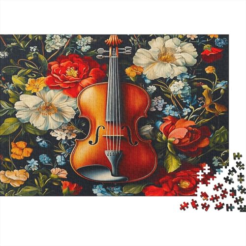 Geige Puzzle Erwachsene 1000 Teile Stress Abbauen Premium Quality DIY Kreative Puzzle Blume Cluster Unterhaltung Schöne Geschenkidee Kräftigen Farben 1000pcs (75x50cm) von lihuogongsio