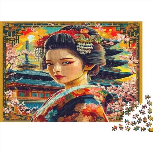 Geisha Puzzle Erwachsene 1000 Teile Japanisch Kimono Spielepuzzles Für Die Ganze Familie Brain Challenge Raumdekoration Lernspiel Spielzeug Moderne Wohnkultur 1000pcs (75x50cm) von lihuogongsio