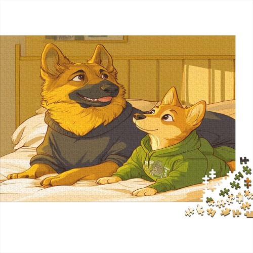 German Shepherd Hund Puzzle 1000 Teile Holzpuzzle Erwachsene Anspruchsvoll Puzzle Hund DIY Kit Holzspielzeug Einzigartiges Geschenk Moderne Wohnkultur 1000pcs (75x50cm) von lihuogongsio