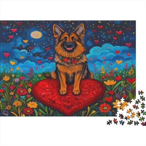 German Shepherd Hund Puzzle 1000 Teile Puzzle Für Erwachsene Elsässer Brain Challenge Geschicklichkeitsspiel Stress Abbauen Familien Herausforderndes Schöne 1000pcs (75x50cm) von lihuogongsio