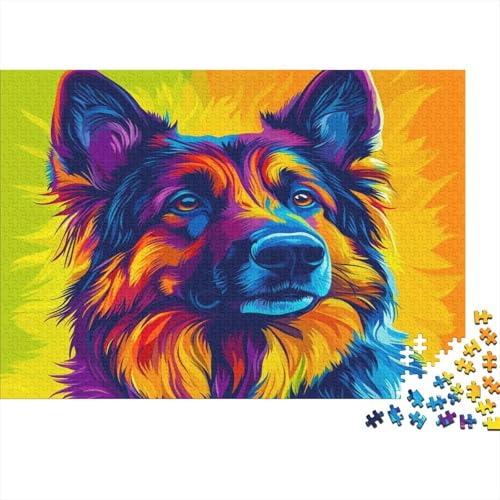 German Shepherd Hund Puzzle Erwachsene 1000 Teile Holzpuzzle Erwachsene Lernspiel Puzzle Elsässer Spielzeug Geschenk Stress Abbauen Einzigartiges Geschenk 1000pcs (75x50cm) von lihuogongsio