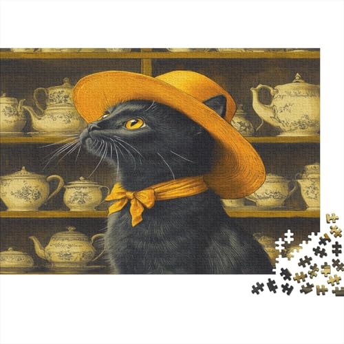 Graceful Black Katze Puzzle Erwachsene 1000 Teile Katze Puzzle Geschicklichkeitsspiel Für Die Ganze Familie DIY Kreative Unterhaltung Schöne Geschenkidee Premium Quality 1000pcs (75x50cm) von lihuogongsio
