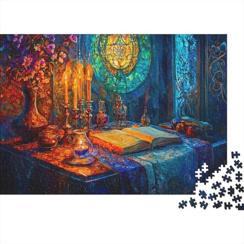 Grimoire 1000 Stück Puzzles magische Arkane Studie Puzzle Lernspiel Spielzeug Geschenk Geschicklichkeitsspiel Für Die Ganze Familie Schöne Geschenkidee DIY Kreative 1000pcs (75x50cm) von lihuogongsio