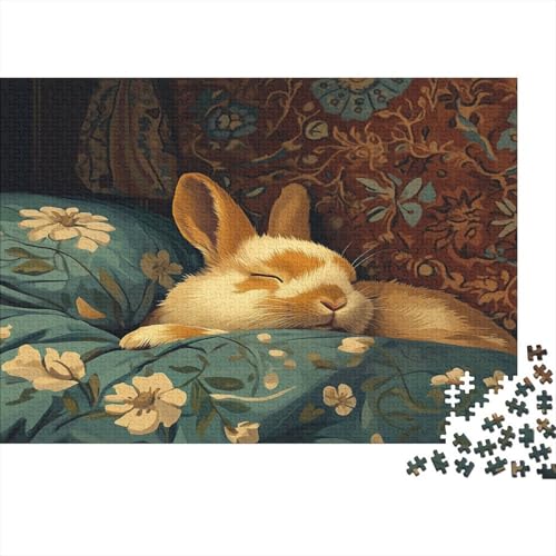 Häschen Puzzle Erwachsene 1000 Teile Holzpuzzle Erwachsene Lernspiel Puzzle Kaninchen Spielzeug Geschenk Stress Abbauen Einzigartiges Geschenk 1000pcs (75x50cm) von lihuogongsio