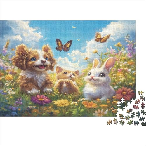 Haustierparadies Puzzle Erwachsene 1000 Teile Stress Abbauen Familien-Puzzlespiel DIY Kreative Puzzle Kaninchen Unterhaltung Schöne Geschenkidee Kräftigen Farben 1000pcs (75x50cm) von lihuogongsio