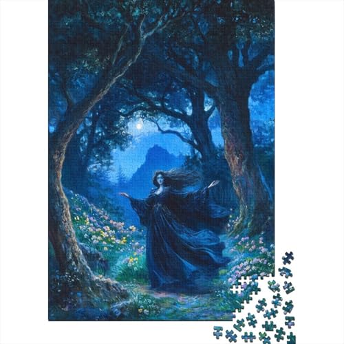 Hexe Puzzle 1000 Teile Impossible Für Erwachsene HochwerTiger Zauberin Holzpuzzle Erwachsene Fantasy Schöne Geschenkidee DIY Kreative Unterhaltung 1000pcs (75x50cm) von lihuogongsio