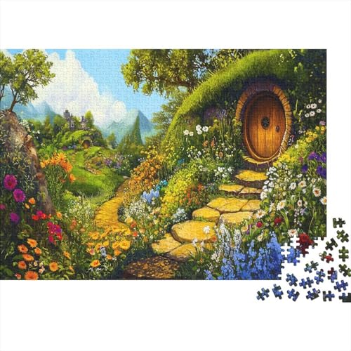 Hobbit-Garten Puzzle 1000 Teile Für Erwachsene Geschicklichkeitsspiel Für Die Ganze Familie Zwergen-Elfen-Haus Puzzle Premium Quality Schöne Geschenkidee Moderne 1000pcs (75x50cm) von lihuogongsio