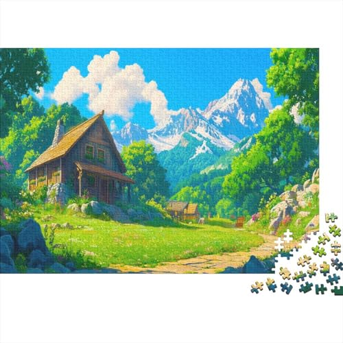 Holzhaus Puzzle 1000 Teile Für Erwachsene Geschicklichkeitsspiel Für Die Ganze Familie Ghibli Puzzle Premium Quality Schöne Geschenkidee Moderne 1000pcs (75x50cm) von lihuogongsio